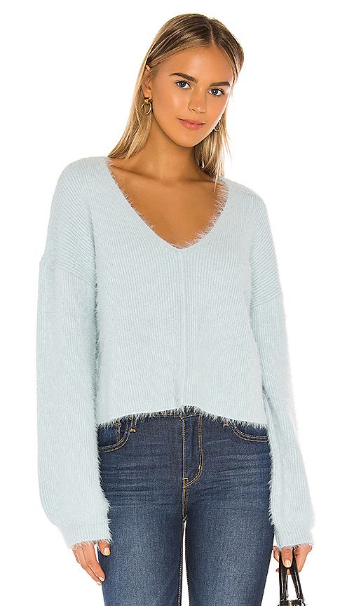 Lovers + Friends Malia V Neck Sweater in Baby Blue. - size M (also in L,S,XL,XS,XXS) | Revolve Clothing (Global)