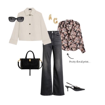A biz-casual outfit for spring. Theory jacket, print blouse, grey wide-leg jeans, slingback, handbag, earrings and sunnies. 



#LTKover40 #LTKSeasonal #LTKworkwear