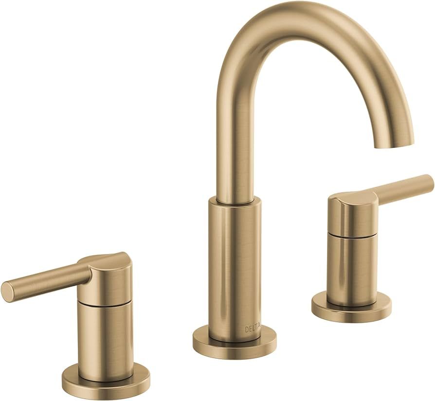 Delta Faucet Nicoli Widespread Bathroom Faucet 3 Hole, Gold Bathroom Sink Faucet, 2 Handle Bathro... | Amazon (US)