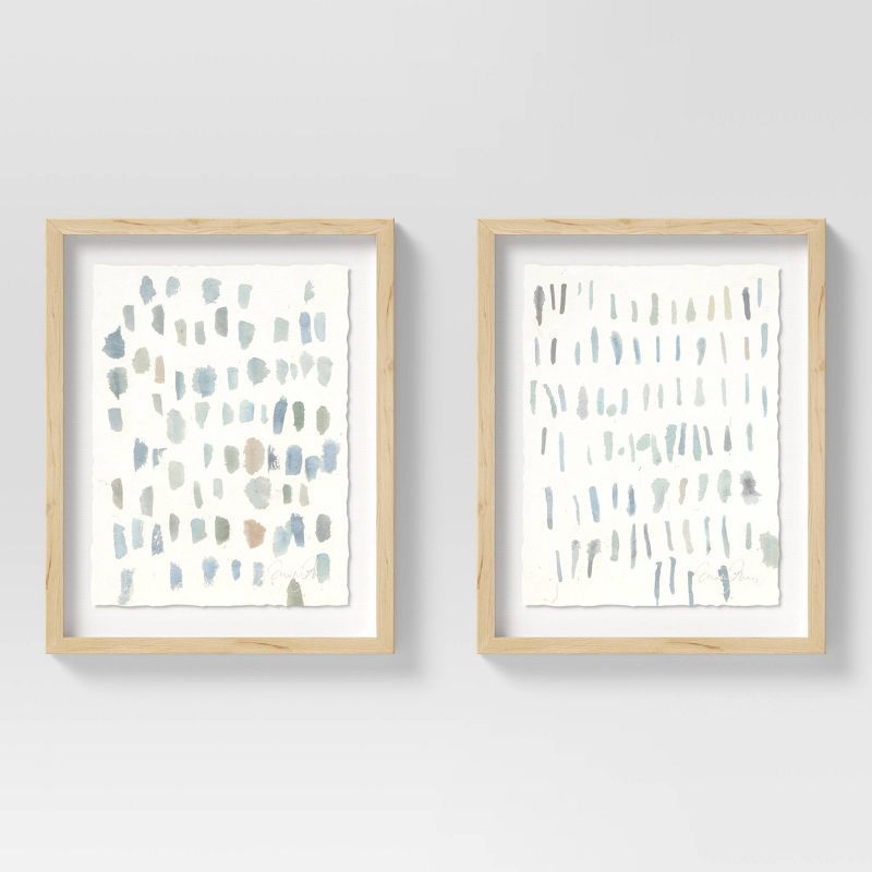 (Set of 2) 16&#34; x 20&#34; Dots Framed Wall Art Blue - Threshold&#8482; | Target