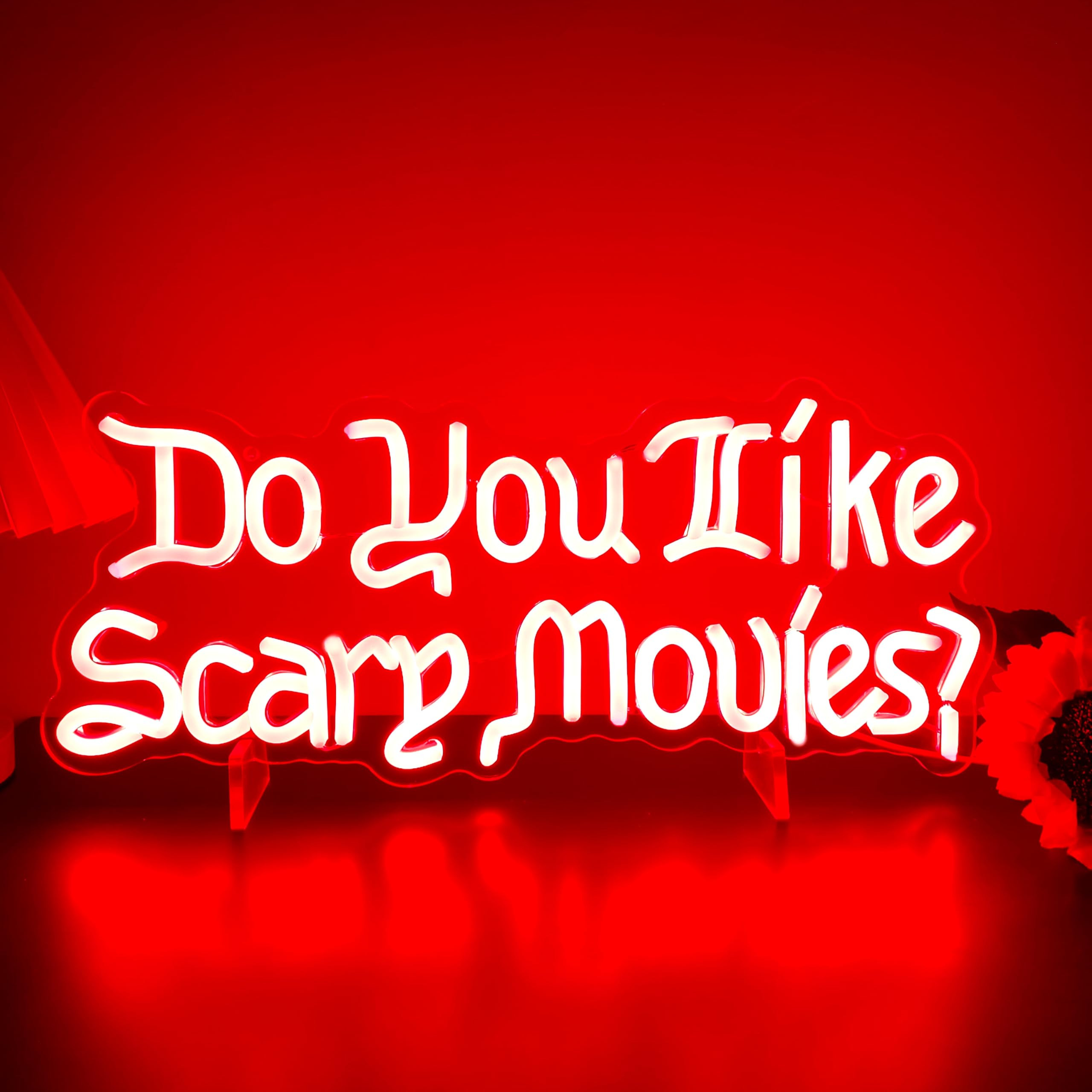 Do You Like Scary Movies Neon Sign LED Neon Light for Movie Night Party Decor Horror Room Gothic Font Halloween Decoration | Amazon (US)