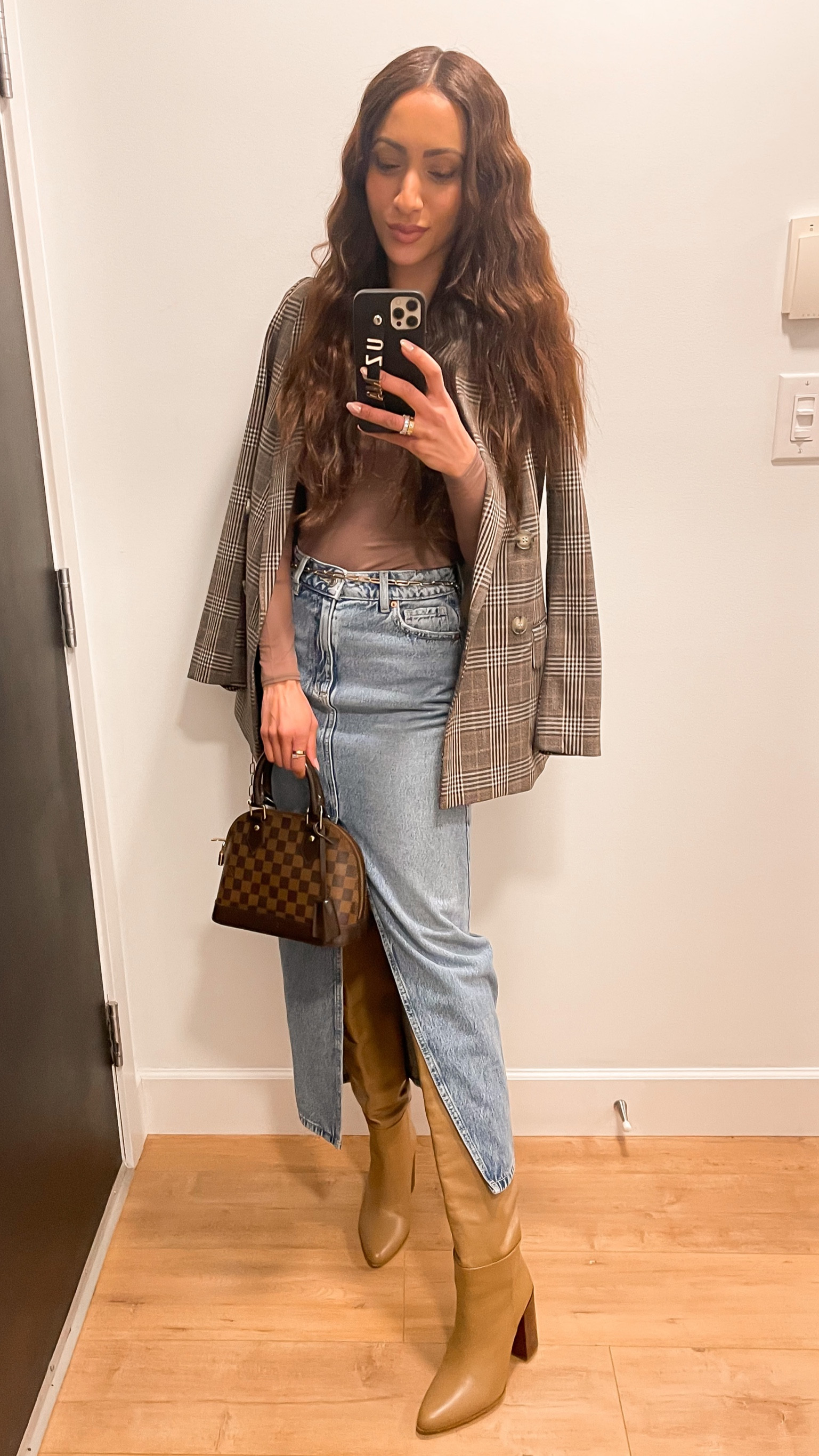 A checked blazer and denim maxi are Fall staples and great versatile transition pieces. Mine are super affordable!

#LTKunder50 #LTKstyletip #LTKunder100