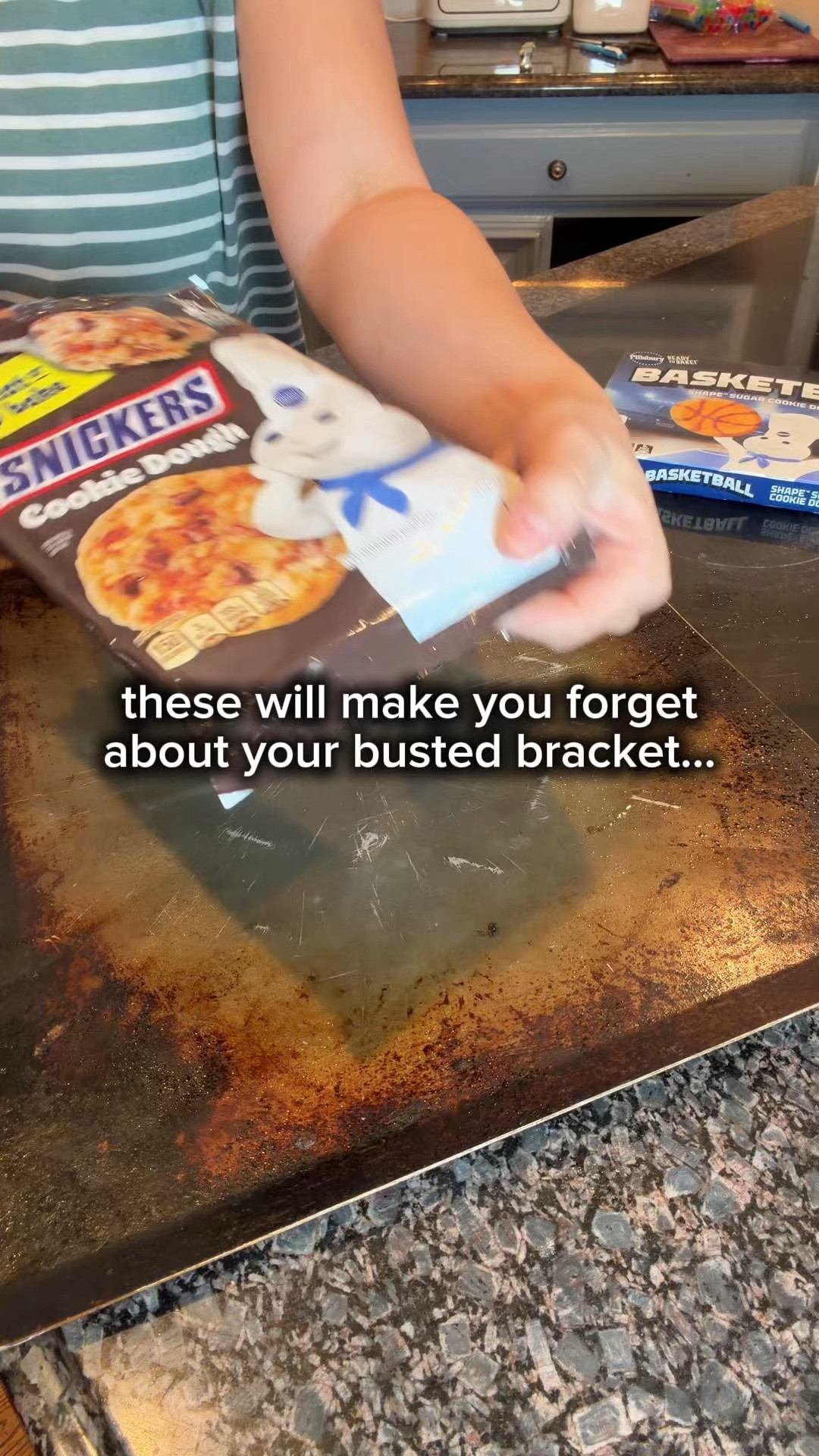 Such a fun and easy March Madness treat for watch parties, bracket parties, or even a March birthday for a sports fan!

How to make them:
	1.	Grab a pack of Snickers Big Cookies (or any flavor you like). They come in a 12-pack and are slightly larger than the basketball sugar cookies.
	2.	Bake the big cookies at 350° for about 5 minutes so they start to soften and flatten.
	3.	Remove from the oven and place a basketball sugar cookie right on top.
	4.	Return to the oven for about 10 more minutes, depending on how done you like your cookies.

They bake together into the most fun double-layer basketball cookies and they smell AMAZING.

Perfect for March Madness watch parties… or stress eating when your bracket is already busted. 😅

Save this for your March Madness snacks!

I’ve only been able to find these at @Kroger in my area!

Follow for more easy ways to celebrate every day! 🎉

#LTKHome