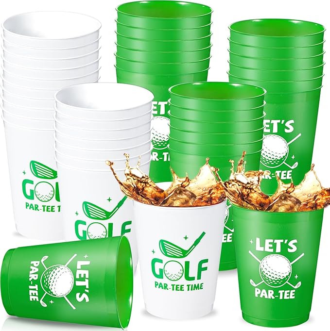 24 Pcs Golf Party Cups Let's Par-Tee Plastic Cups Reusable Plastic Tumblers Party Supplies Sports... | Amazon (US)