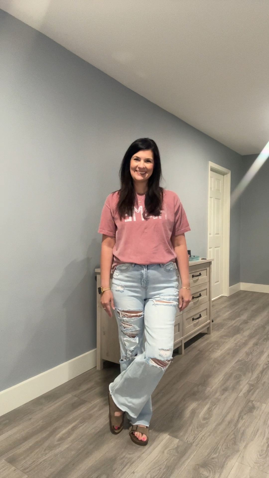 Y’all know I’m all about comfort over here! If you’re into ripped jeans, this pair is a winner! They’re so soft, and they have some stretch to them that gives you room to breathe while they remain so flattering! 
I paired them with a comfort colors tee and my 20+ year old Birks for midweek service tonight  

#LTKStyleTip #LTKActive #LTKShoeCrush