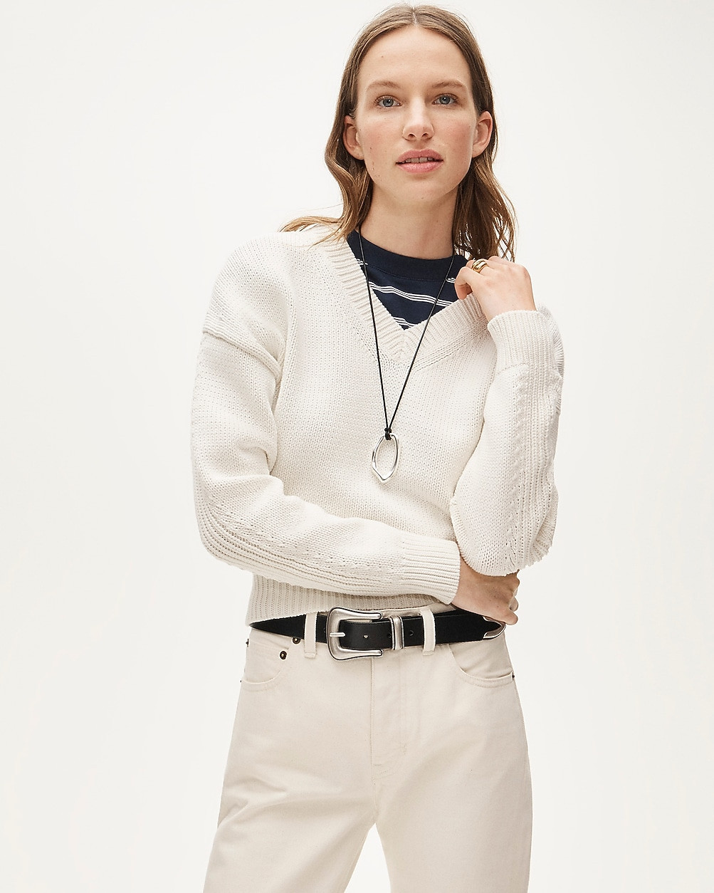 Cotton-blend V-neck pullover sweater | J. Crew US