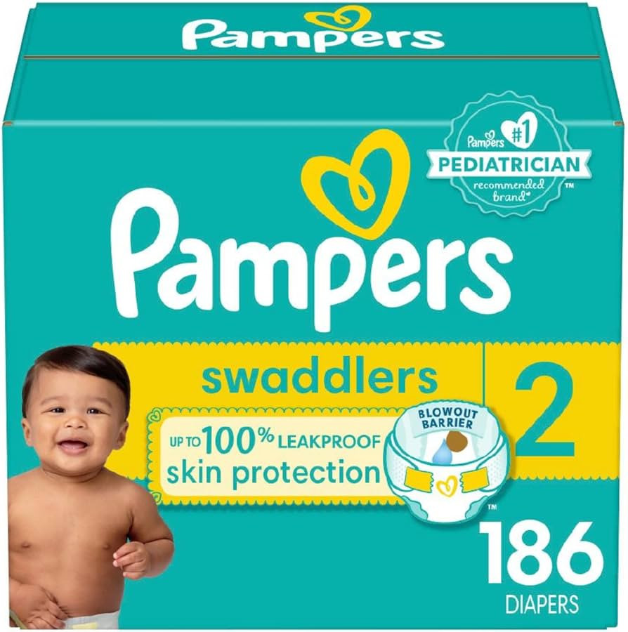 Pampers Baby Diapers - Swaddlers - Size 2, 186 Count, Ultra Absorbent Disposable Infant Diaper | Amazon (US)