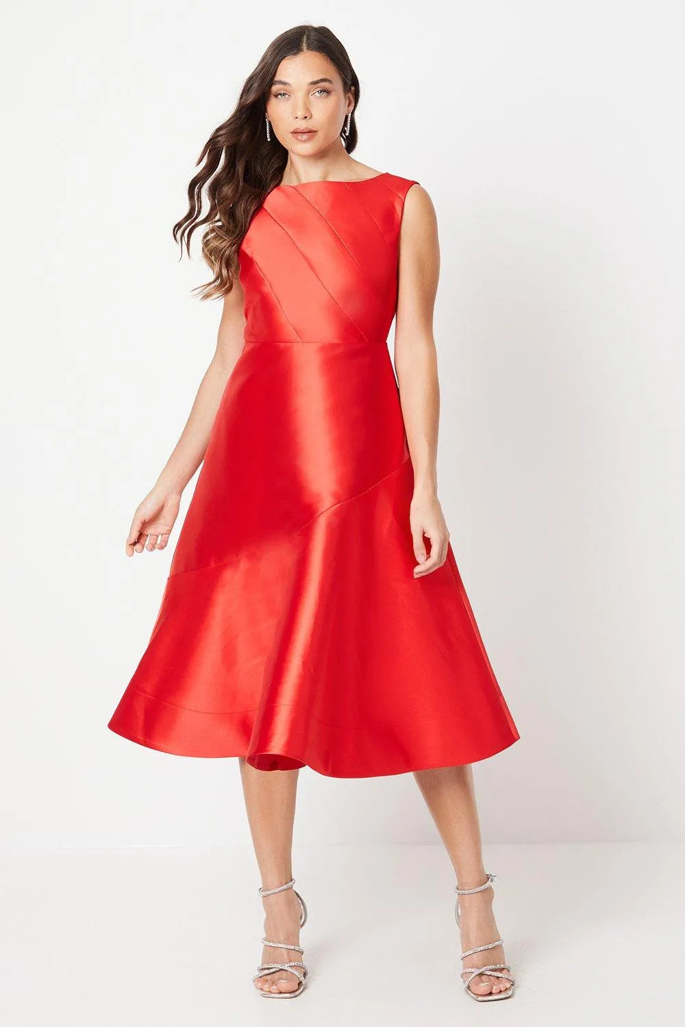 Dresses | Petite Pleat Detail Bodice High-low Twill Midi Dress | Coast | Debenhams UK