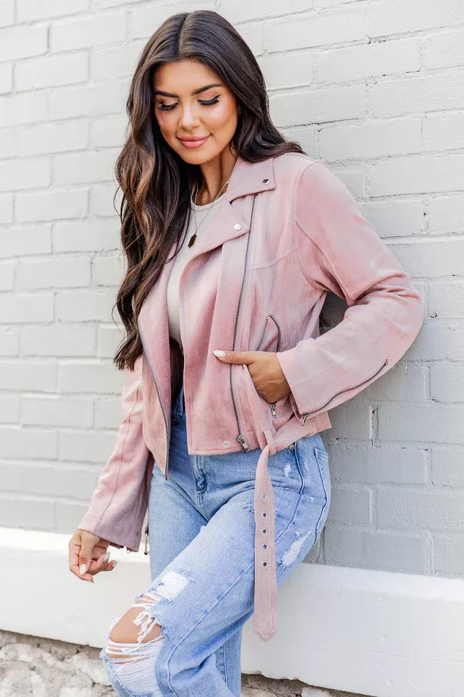 Meet Me There Pink Faux Leather Moto Jacket, Women's Large - Concert Outfit - Pink Lily Boutique