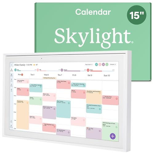 Skylight Calendar: 15-inch Wall Planner Digital Calendar & Chore Chart, Smart Touchscreen Interactive Display for Family Schedules – Wall Mount Included, Great for Organizing Your 2026 Calendar | Amazon (US)