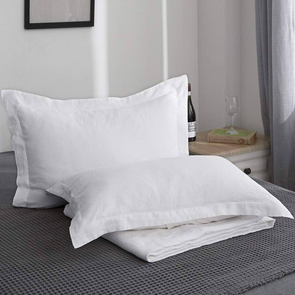 King Linens 100% French Linen Pillow Shams Basic Style - Pack of 2 - Washed Solid Color Natural F... | Amazon (US)