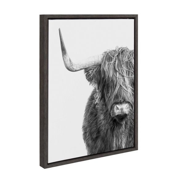 18" x 24" Sylvie Highland Cow Framed Canvas by Amy Peterson Gray - Kate & Laurel All Things Decor | Target