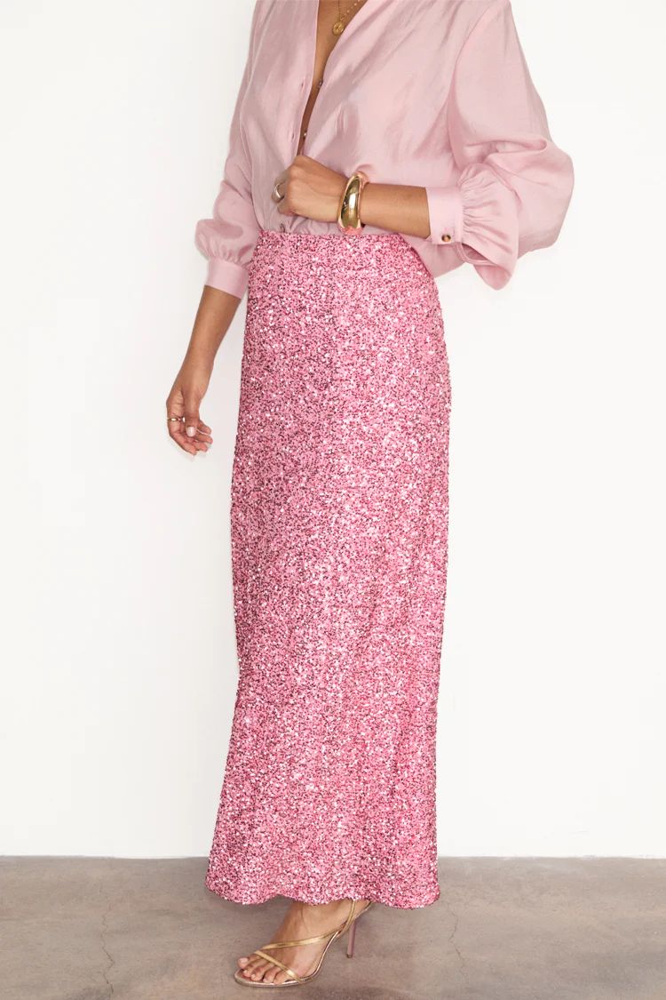 Pink Sequin Dorris Skirt | Never Fully Dressed US
