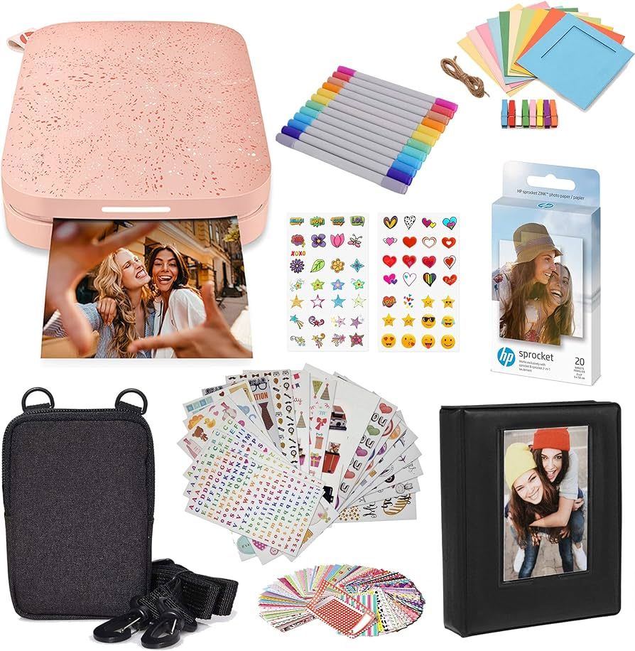 HP Sprocket Portable 2x3 Instant Color Photo Printer (Blush Pink) Starter Bundle | Amazon (US)