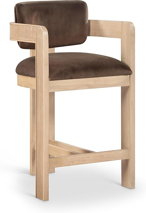 Meridian Furniture 11077Brown-C Sacha Collection Art Deco Stool with Ultra Luxe Brown Velvet, 460... | Amazon (US)