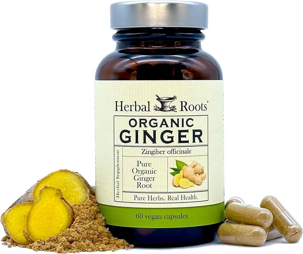 Herbal Roots Ginger Supplement | Organic Ginger Root Capsules | 1,200 mg of Pure Ginger Powder pe... | Amazon (US)