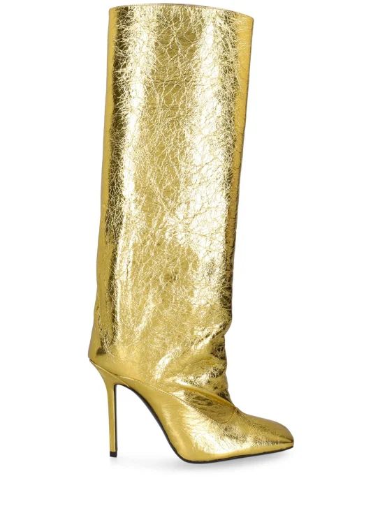 105mm sienna laminated leather tall boot - The Attico - Women | Luisaviaroma | Luisaviaroma