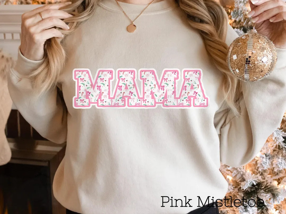 MAMA Varsity Letters Holiday Sweatshirt | Christmas Sweatshirt | Gift for Mom | Etsy (US)