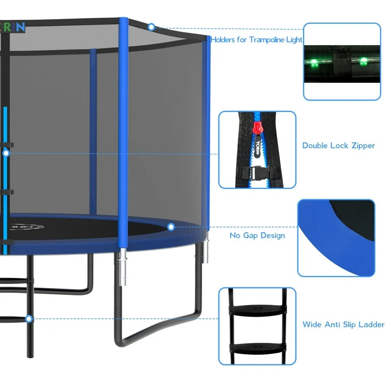 YORIN Trampoline for 2-3 Kids, 8FT 10FT 14FT 12FT Trampoline for Adults with Enclosure Net, Ladde... | Walmart (US)