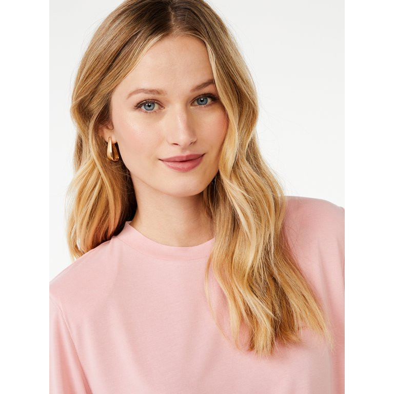 Scoop Women’s 14K Gold Flash-Plated Triangle Hoop Earrings | Walmart (US)