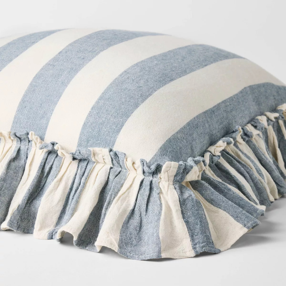 Square Pillow Big Stripe with Ruffle Medium Blue and Cream  - Threshold™ Design with Studio McG... | Target