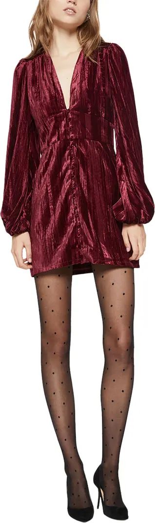 Bardot Crinkle Velour Long Sleeve Minidress | Nordstrom | Nordstrom