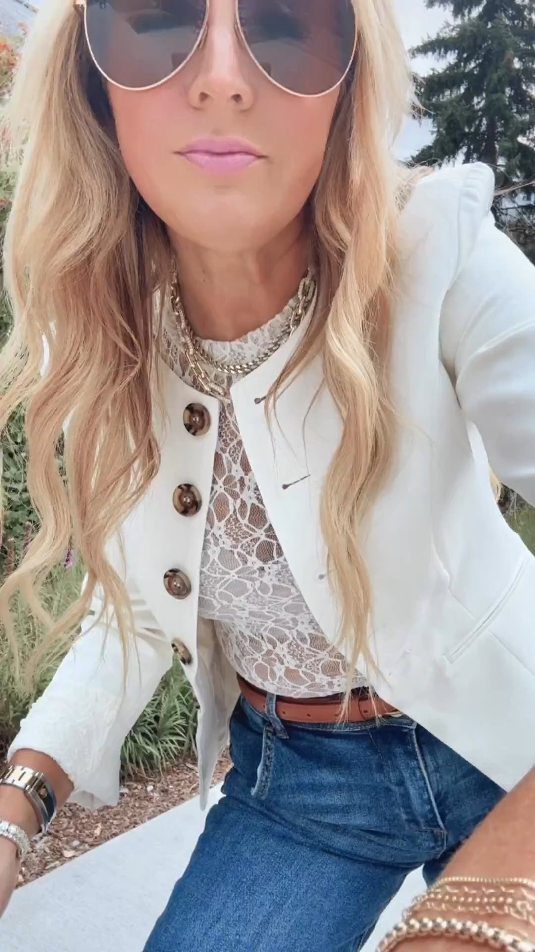 Fall outfit idea! Loving this lace top (almost sold out) paired with a blazer and jeans! Wearing xs tops and 24 in jeans


#LTKStyleTip #LTKFindsUnder100 #LTKSeasonal