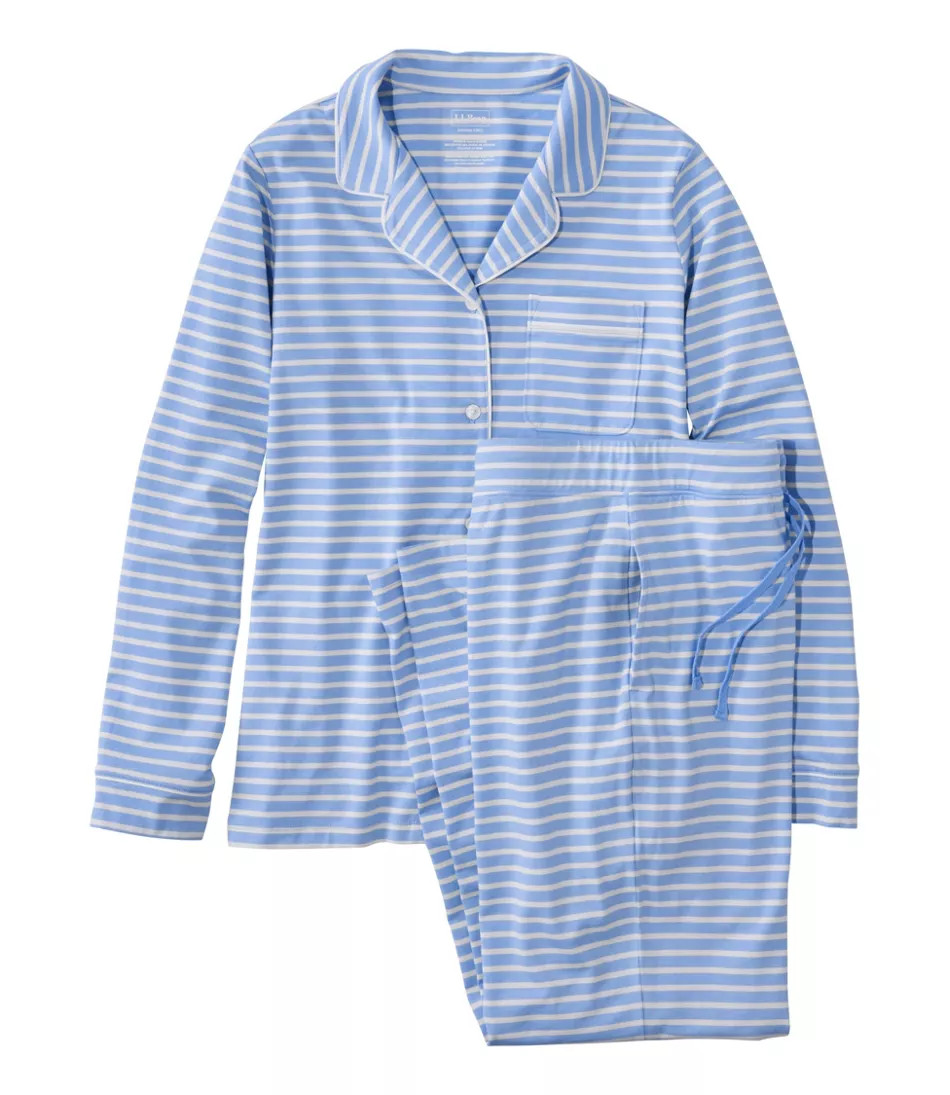 Women's Super-Soft Shrink-Free Button Front Pajama Set, Stripe | L.L. Bean
