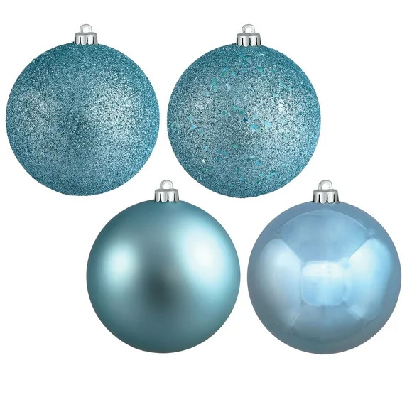 Vickerman 4.75" Baby Blue 4-Finish Ball Ornament Assortment, 4 per Box | Walmart (US)