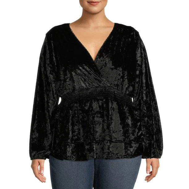 Romantic Gypsy Women's Plus Size Crushed Velvet Wrap Top - Walmart.com | Walmart (US)