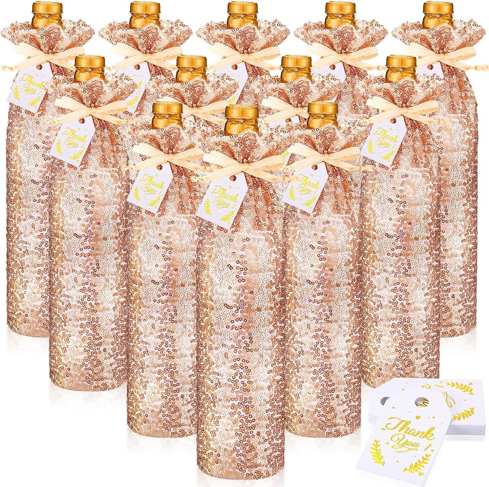 Shappy 12 Pcs Satin Wine Bags Wine Gift Bags with Drawstrings & Tags, Wine Bottle Bags Reusable W... | Amazon (US)