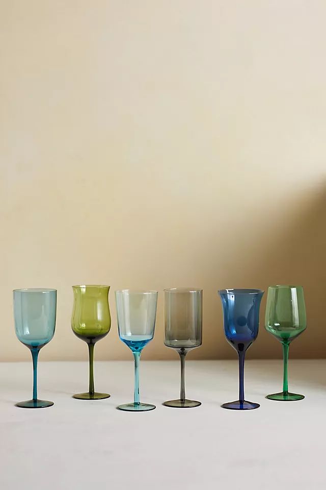 Assorted Glass Goblets, Set of 6 Blue + Green | Anthropologie (US)