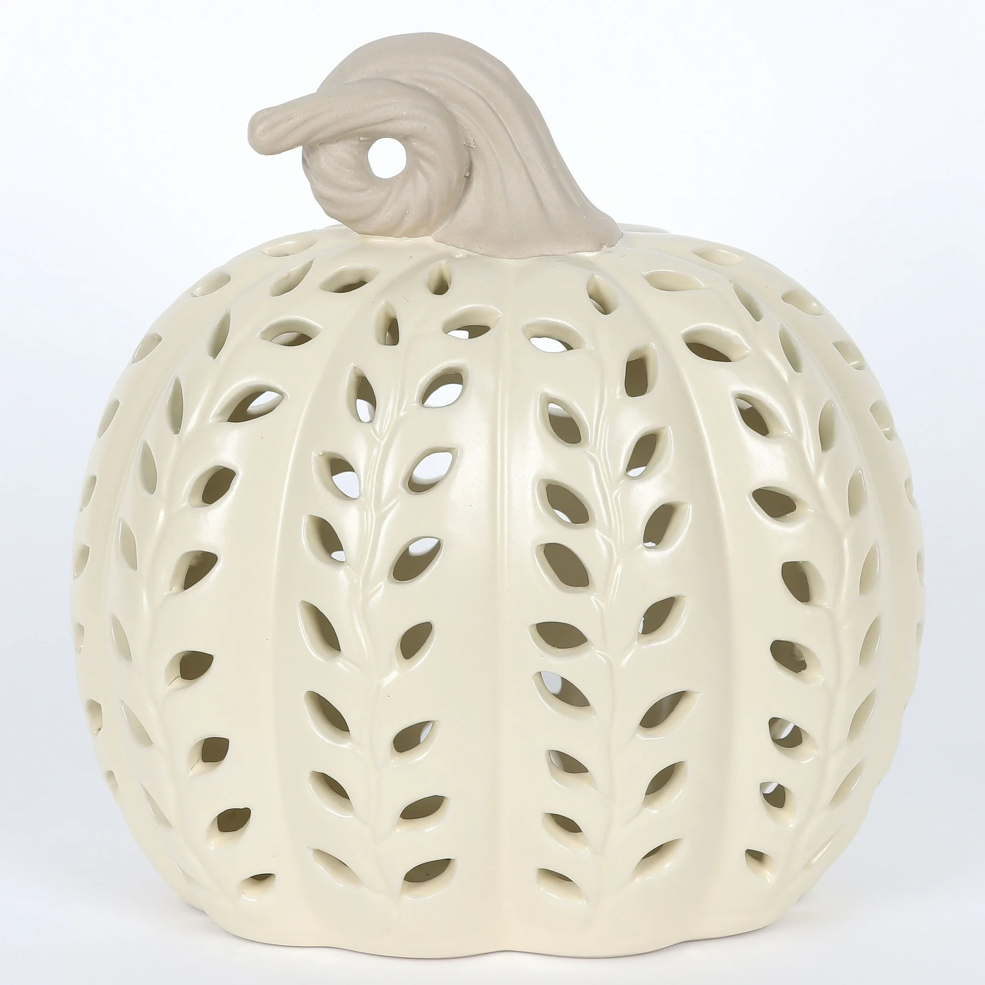 Light-Up Ceramic Pumpkin Tabletop Decoration, Cream, 8", Harvest by Way To Celebrate - Walmart.co... | Walmart (US)