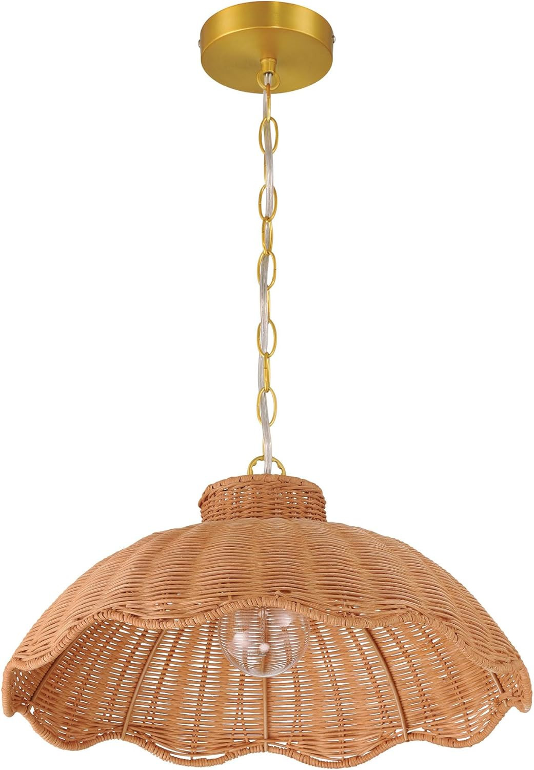 Creative Co-Op 60-Watt Small Scalloped Rattan Pendant Lighting, Natural | Amazon (US)
