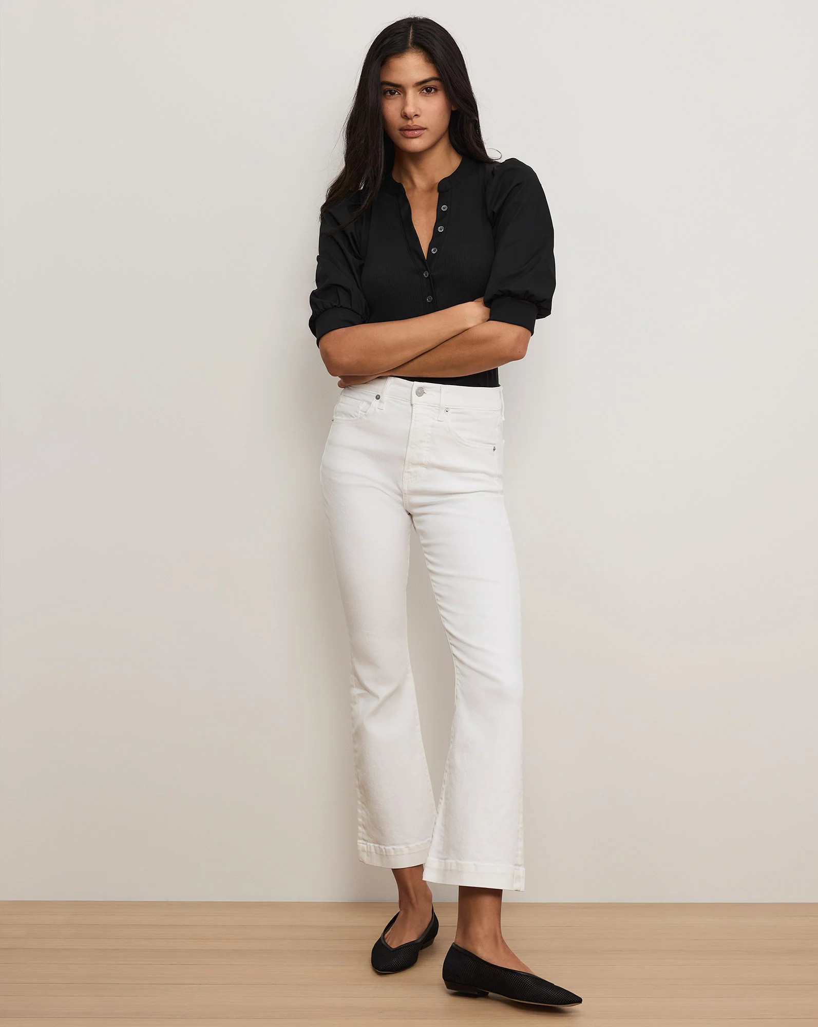 Veronica Beard Carson Kick-Flare Jean Extended White | Veronica Beard