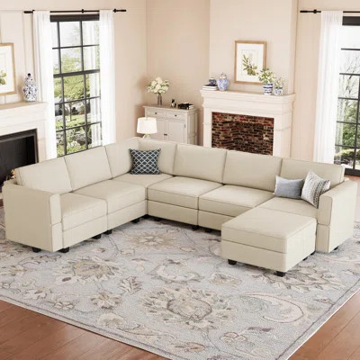 Hursey Corduroy Sofa U Shaped Couch Modular Sectional Sofa Storage Couch Livingroom Couch Sofa With Movable Storage Ottoman | Wayfair North America