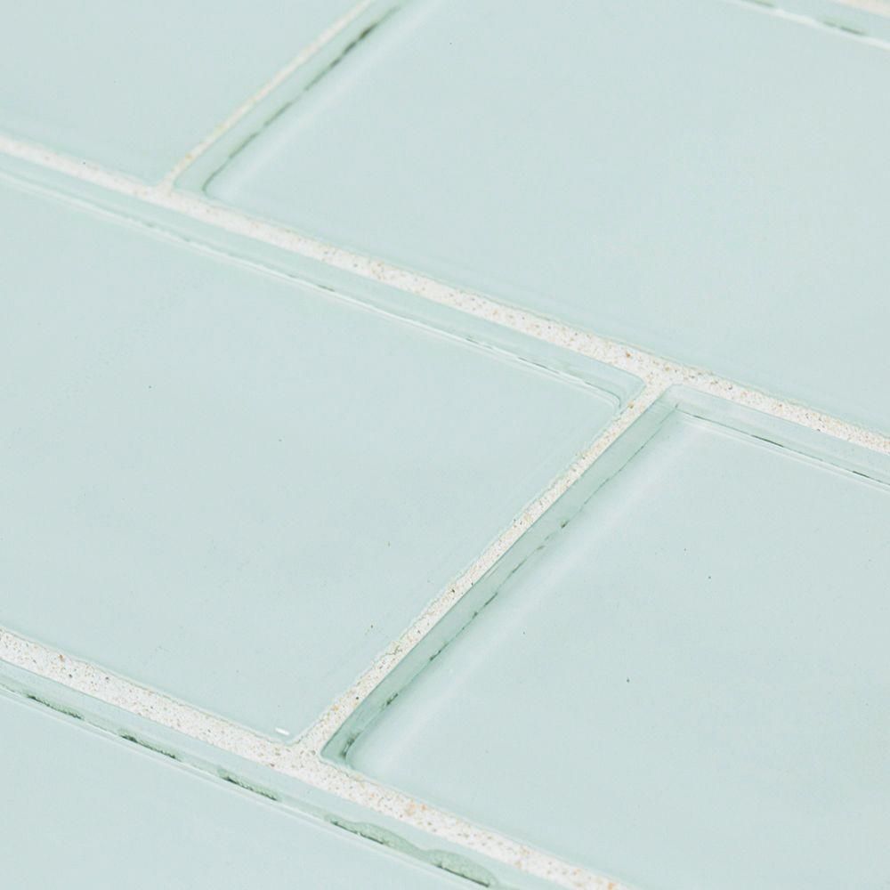 Jeffrey Court Morning Mist Blue 3 in. x 6 in. Glossy Glass Wall Tile (1 sq. ft./ pack)-99504 - Th... | The Home Depot