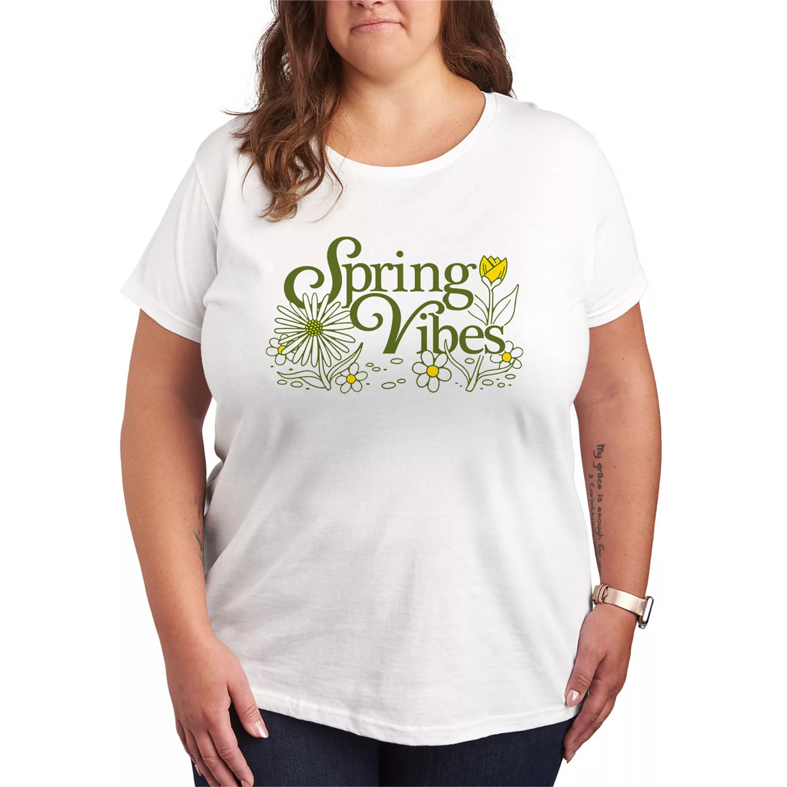 Plus Size Spring Vibes Graphic Tee, Women's, Size: 4XL, White | Kohl's