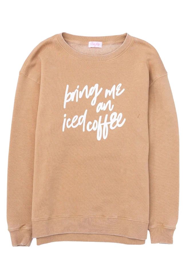 Bring Me An Iced Coffee Gold Graphic Sweatshirt FINAL SALE | Pink Lily