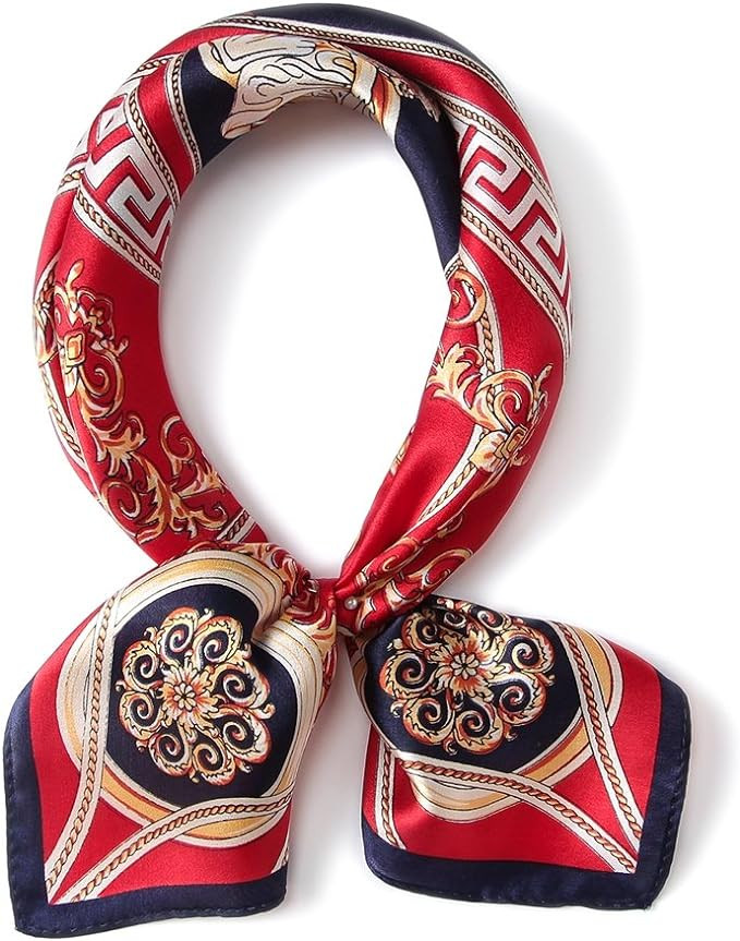 ANDANTINO 100% Mulberry Silk Scarf -21” Lightweight Square Neckerchief – Breathable Digital P... | Amazon (US)
