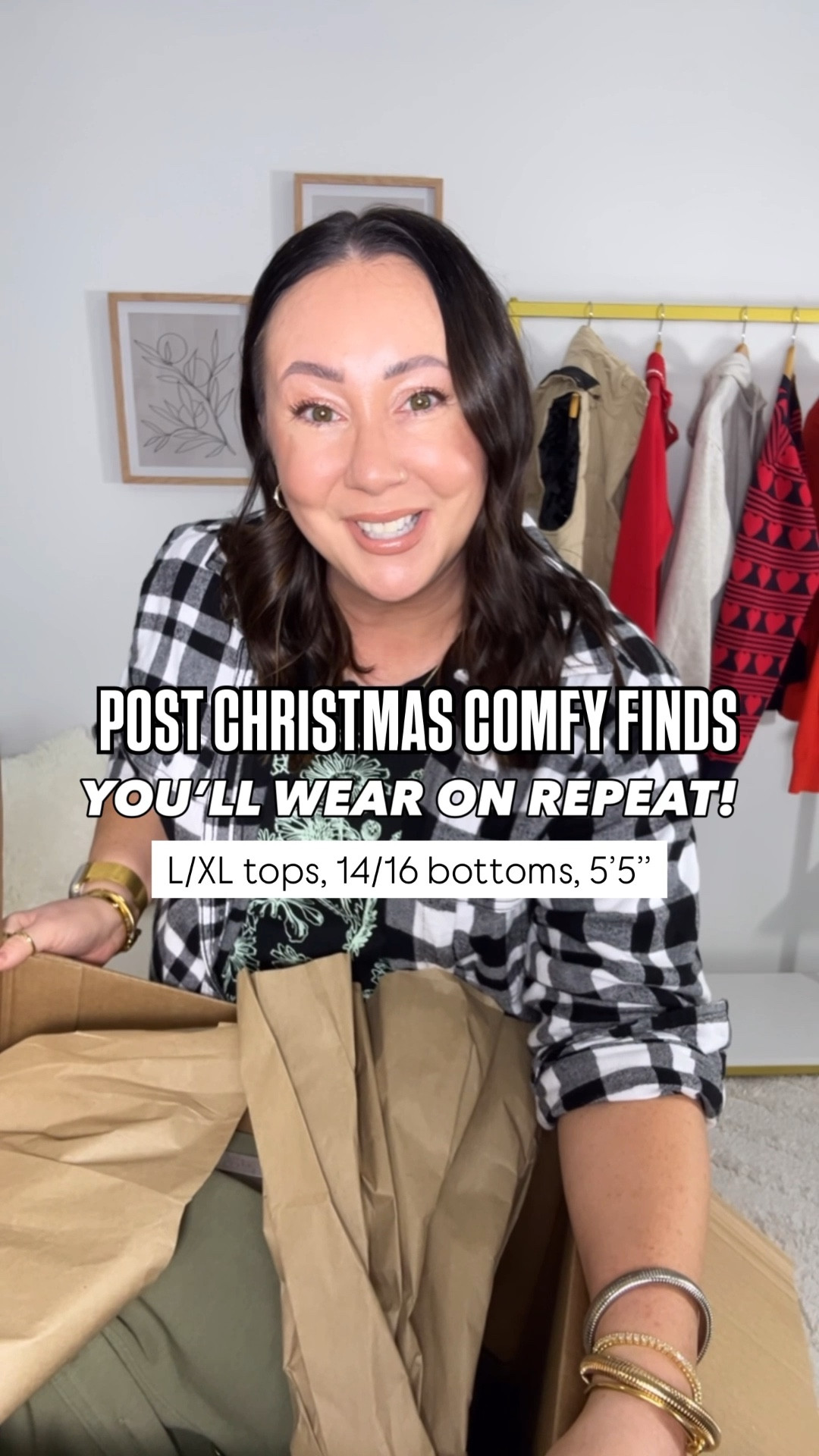 Large green pullover. XL light pullover.  Large bubble hem hoodies. Large full zip jackets. Large matching barrel leg sweatpants. Large flannel. Size 16 full length jeans. Nikes run true to size.  

#LTKFindsUnder50 #LTKOver40 #LTKSeasonal