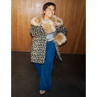 Never Fully Dressed Faux Fur Leopard Print Coat Brown | Marks & Spencer (UK)