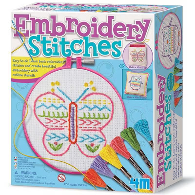 4M: Easy-To-Do Embroidery Kit - Learn 10 Skills, All-In-1 DIY Craft Set, Kids 8+ | Target
