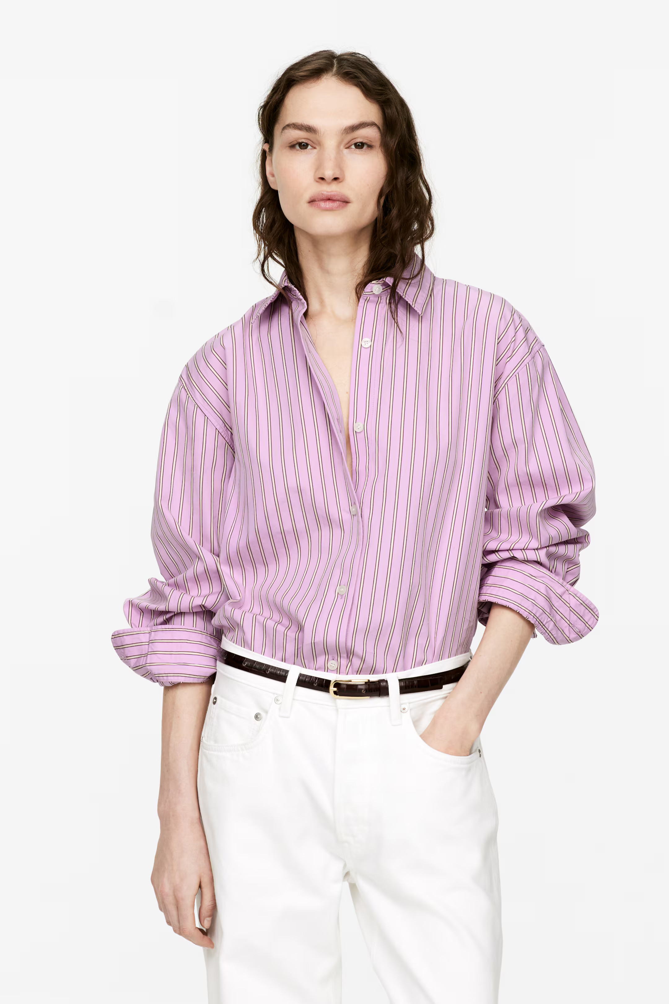 Relaxte overhemdblouse van popeline | H&M (DE, AT, CH, NL, FI)