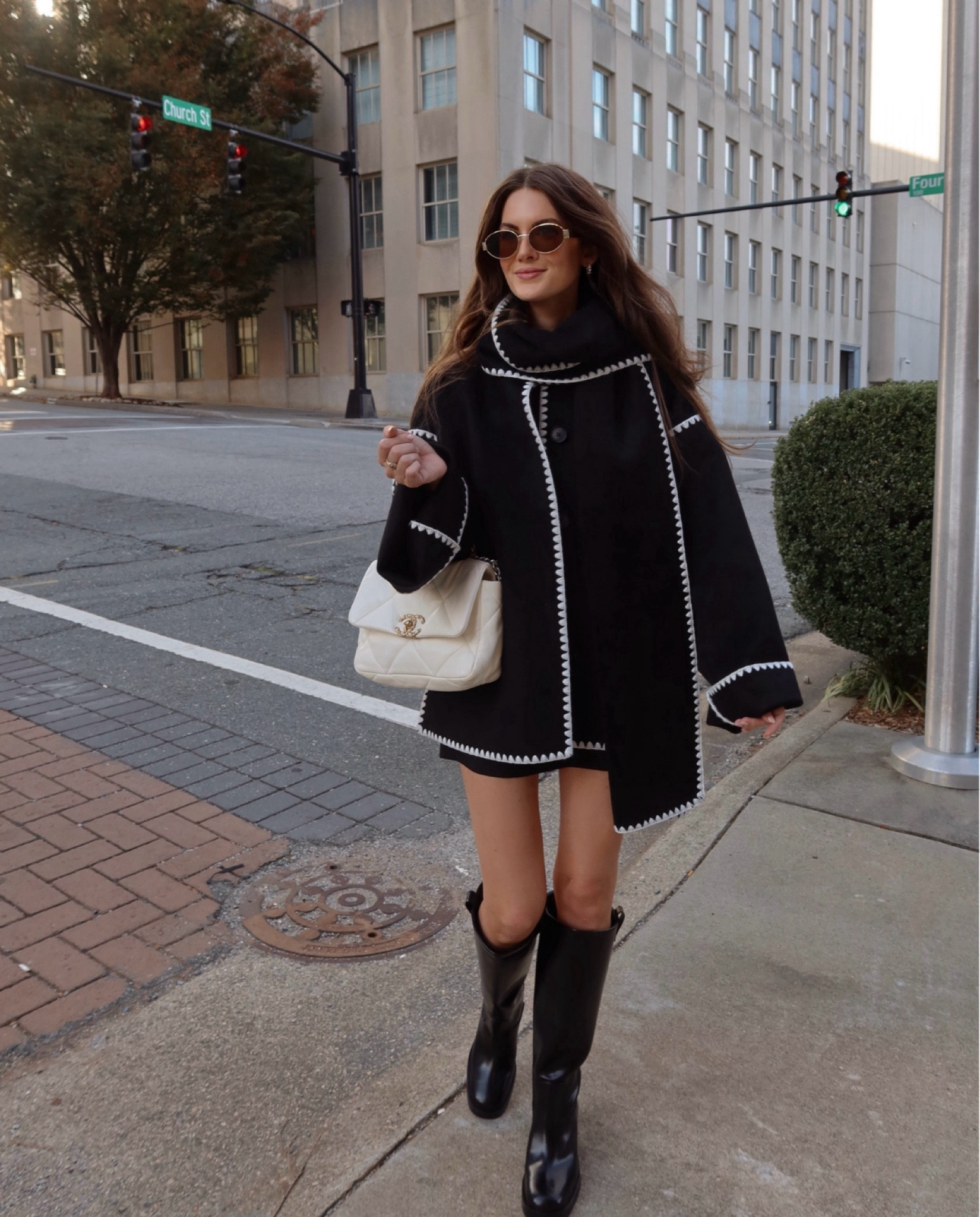 Emily Gemma for Revolve collection! Love this coat with matching scarf 😍 fall fashion, whipstitch, black boots, Thanksgiving 

#LTKGiftGuide #LTKHoliday #LTKCyberWeek