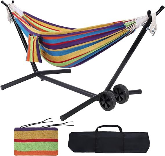 Portable Hammock with Stand Included with Wheels Double Outdoor 2 Person Heavy Duty Hamacas con B... | Amazon (US)