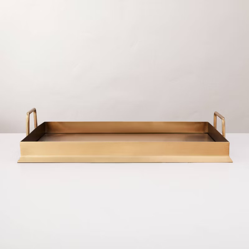 Beveled 12" x 16" Metal Decor Tray Brass Finish - Hearth & Hand™ with Magnolia | Target