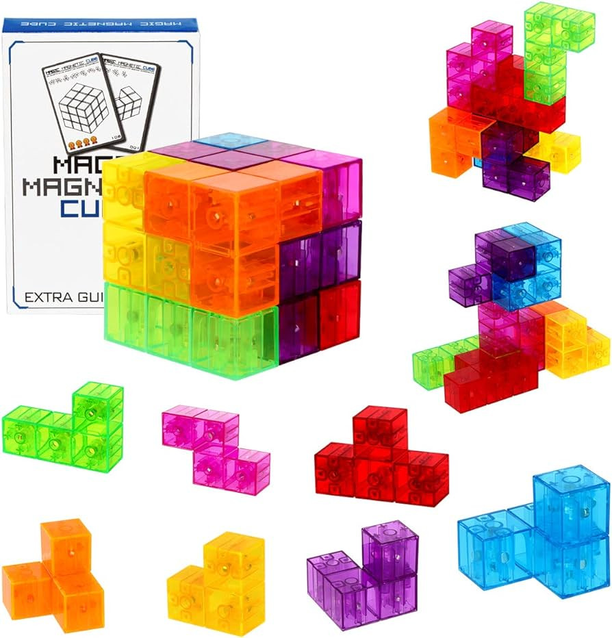 Magnetic Building Blocks Magic Magnetic 3D Puzzle Cubes, Set of 7 Multi Shapes Magnetic Blocks wi... | Amazon (US)