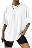 Trendy Queen Womens Oversized Summer T Shirts Fashion Workout Plus Size Tops Short Sleeve Beach V... | Amazon (US)