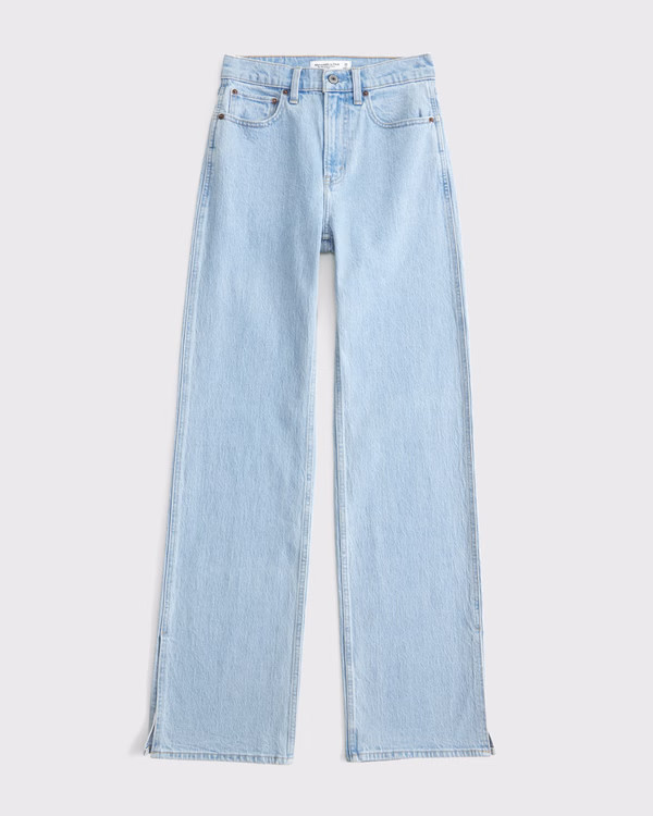 Women's High Rise 90s Relaxed Cuffed Hem Jean | Women's Bottoms | Abercrombie.com | Abercrombie & Fitch (US)